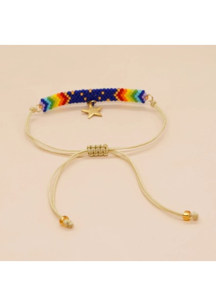 Mı-B220295A Go2Boho Bohemia Renkli Boncuklu Bilezikler Yıldız Aksesuarları El Yapımı Boho Takı Dantel-Up Charm Bilezik Kadın Erkek Için (Yurt Dışından)