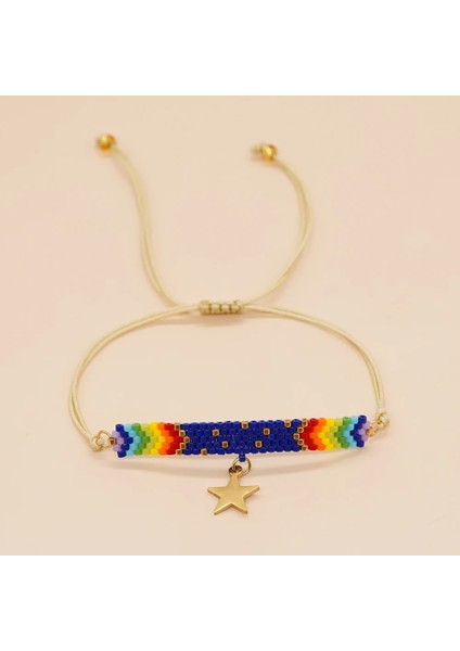 Mı-B220433A Go2Boho Bohemia Renkli Boncuklu Bilezikler Yıldız Aksesuarları El Yapımı Boho Takı Dantel-Up Charm Bilezik Kadın Erkek Için (Yurt Dışından)