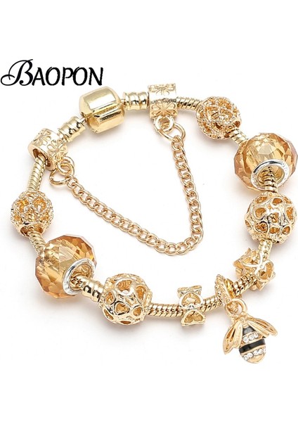 20Cm Tarzı No.24 Boyutu Baopon Lüks Kristal Arılar Altın Renk Charm Bilezik Kız Murano Cam Boncuk Güzel Bilezik Kadınlar Için Çift Dıy Takı (Yurt Dışından) fiyatları