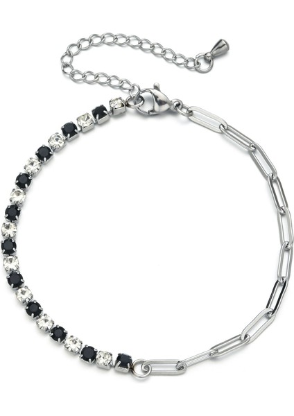 Xn152-Bw Zmzy Lüks Kristal Cz Tenis Bilekliği Bileklik Kadınlar Için Clatainless Çelik Zincir Bilezikler Düğün Moda Takı (Yurt Dışından)