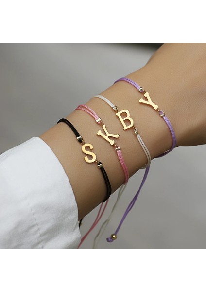 M Tarzı No.7 Boyutu 2023 Yeni Moda A-Z Ilk Harfli Bilezik Kadınlar El Yapımı Ayarlanabilir Halat Bilezik Kadınlar Için Takı (Yurt Dışından) modelleri