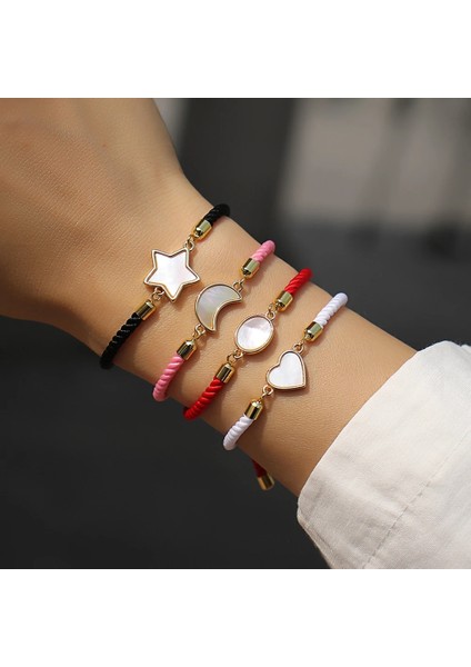 No.23 Boyutu Yeni Trendy Kabuk Kalp Ay Çapraz Charm Kadın Bilezik Lüks Ayarlanabilir Renkli Milan Halat Bilezik Kadınlar Takı Için (Yurt Dışından) fiyatları