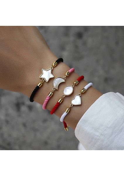 No.23 Boyutu Yeni Trendy Kabuk Kalp Ay Çapraz Charm Kadın Bilezik Lüks Ayarlanabilir Renkli Milan Halat Bilezik Kadınlar Takı Için (Yurt Dışından) modelleri