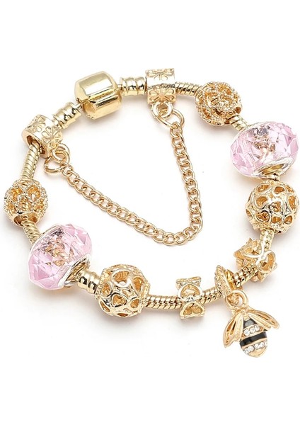 18Cm Tarzı No.34 Boyutu Baopon Lüks Kristal Arılar Altın Renk Charm Bilezik Kız Murano Cam Boncuk Güzel Bilezik Kadınlar Için Çift Dıy Takı (Yurt Dışından) modelleri