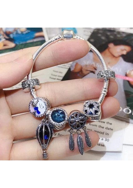 17Cm Tarzı Bilezikler-1 Yüksek Li Gümüş Kaplama Charm Bilezik, Dıy Güzel Boncuk Charm Kadınlar Takı Için Uygun Bilezik (Yurt Dışından)