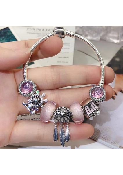 17Cm Tarzı Bilezikler-1 Yüksek Li Gümüş Kaplama Charm Bilezik, Dıy Güzel Boncuk Charm Kadınlar Takı Için Uygun Bilezik (Yurt Dışından)