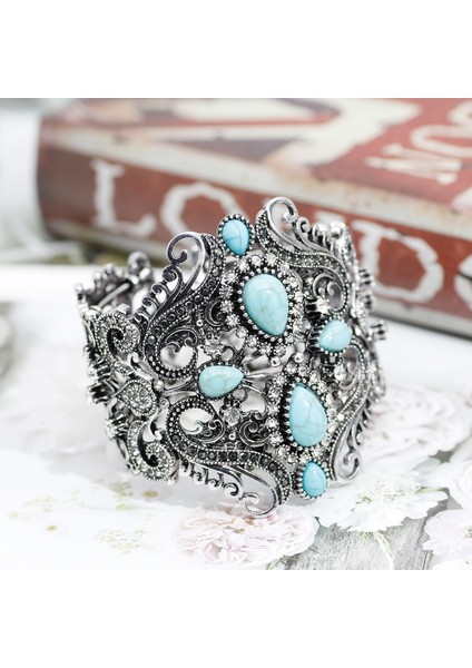 1467Gümüş Sunspicems Vintage Türk Takı Reçine Bileklik Manşet Bilezik Arapça Kadın Bilezik Antik Altın Renk Hint Gelin Bijoux (Yurt Dışından)