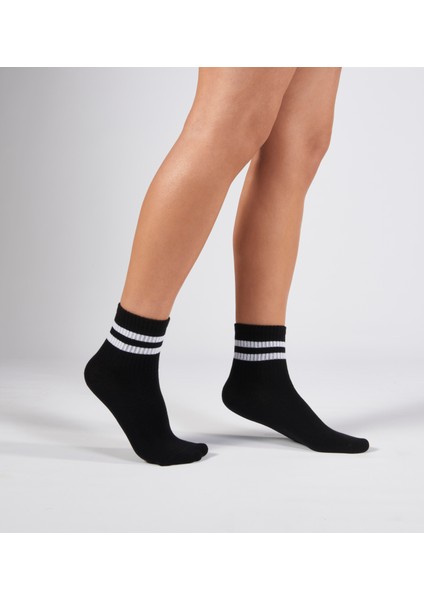 Siyah Pamuku Dikişsiz Tenis Soket Çorap