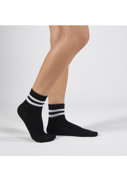 Siyah Pamuku Dikişsiz Tenis Soket Çorap