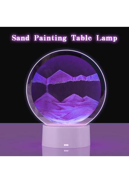 3D LED Işıklı Kum Saati Gece Lambası 7 Inç Kum Sanatı Ev Ofis Dekorasyonu Mor