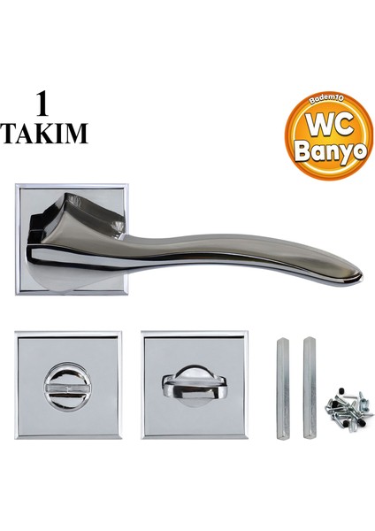 Bilecik Wc Banyo Kapı Kolu Krom Inox Sağa Sola Uygun Iç Dış Wc Kapısı Kilitlenebilir 1 Takım