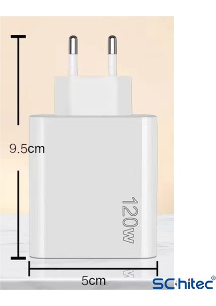 120W 3 Type-C + 2 UsbA Toplam 5 Çıkışlı Ev Tipi Süper Hızlı Şarj Aleti SR104