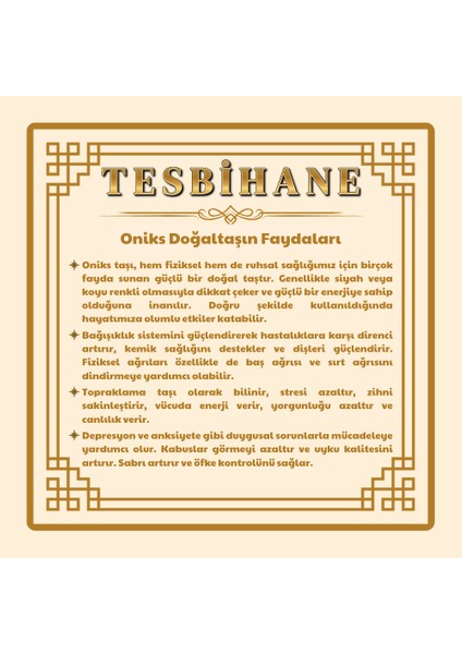 Kararmaz Metal Püsküllü Küre Kesim Oniks Efe Doğaltaş Tesbih fırsatları