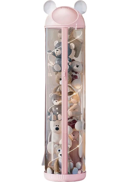 170CM Doll Storage Bin, Plush Toy Storage Drum, Transparent Zippered Portable Storage For Stuffed Animals, Kids' Dolls With LED Light (Yurt Dışından)