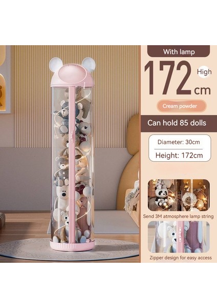 170CM Doll Storage Bin, Plush Toy Storage Drum, Transparent Zippered Portable Storage For Stuffed Animals, Kids' Dolls With LED Light (Yurt Dışından) indirimleri