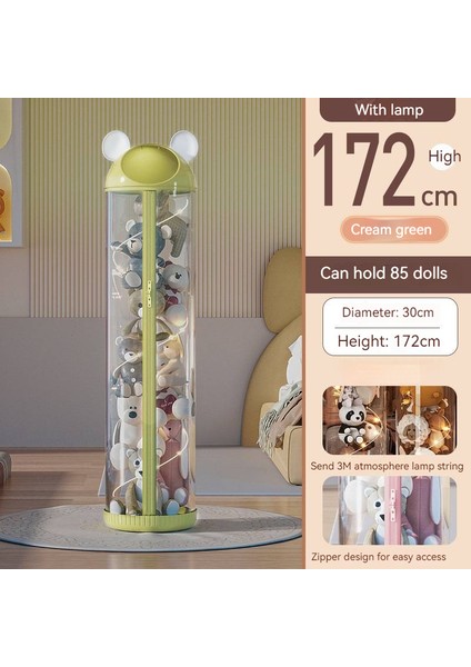 170CM Doll Storage Bin, Plush Toy Storage Drum, Transparent Zippered Portable Storage For Stuffed Animals, Kids' Dolls With LED Light (Yurt Dışından) indirimleri