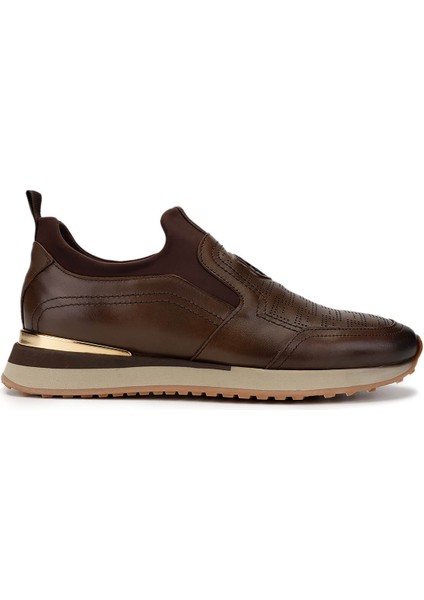 Erkek Deri Kahverengi Sneakers & Spor Ayakkabı 383 6276 Erk Ayk SK24-25 Kahve Slvr