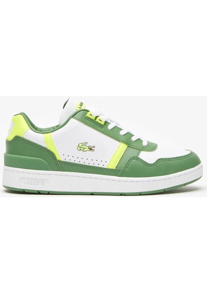 T-Clip Hakiki Deri Erkek Sneaker Günlük Spor Ayakkabı Yeşil-Beyaz