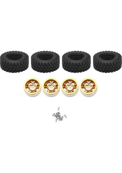 4 Adet Rc Araba Jant Lastikleri Seti SCX24 AXI00002 SCX24 AXI00001 SCX24 AXI90081 HBX2098B Yükseltme Parçaları Sarı (Yurt Dışından)