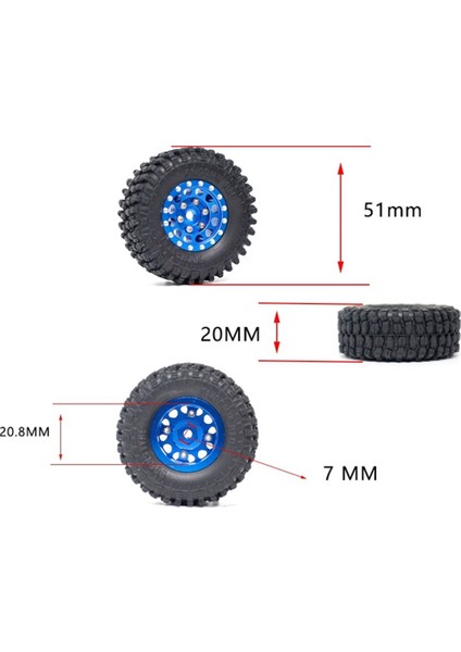 1.0 Metal Beadlock Tekerlek Göbekleri ve Kauçuk Lastikler Seti 1/24 Rc Paletli Araba Eksenel SCX24 Fms FCX24 Traxxas TRX4M, Pembe (Yurt Dışından)