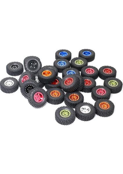 1.0 Metal Beadlock Tekerlek Göbekleri ve Kauçuk Lastikler Seti 1/24 Rc Paletli Araba Eksenel SCX24 Fms FCX24 Traxxas TRX4M, Pembe (Yurt Dışından)