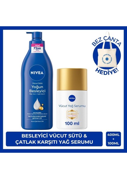 Luminous630 Çatlak Karşıtı Vücut Bakım Yağ Serumu 100ml ve Nemlendirici Vücut Sütü 400ml,ÇantaHediye