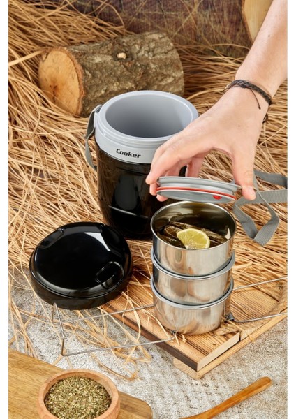 3146 Lüx 1,2 Litre Çelik Hazneli 3'lü Yemek Termosu fırsatları