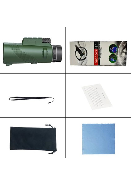 Güçlü 80X100 Hd Monoküler Teleskop Tripod Cep Telefonu Klipsi Vahşi Hayvanları Avlama Kuş Gözlemciliği Kamp ve Yürüyüş (Yurt Dışından)