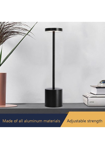 6W LED Üç Vedi Yönlendirme Siyah Tüm Alüminyum Lamba Gövde Touch Akıllı Ayarlanabilir Parlaklık Masa Lambası (Yurt Dışından)