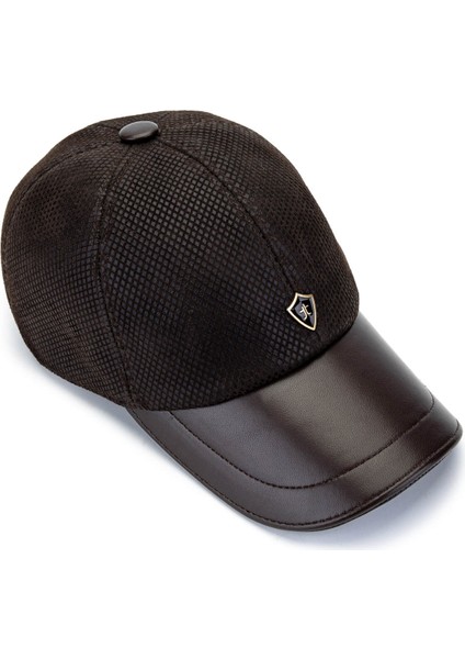 Erkek Deri & Tekstil Kahverengi Beyzbol Şapka 524 1124 Sapka SK24-25 Kahve