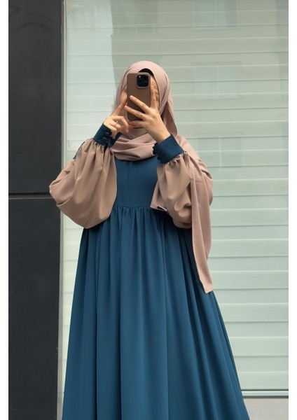 Hijabi Elbise-Petrol/ Bej fiyatları