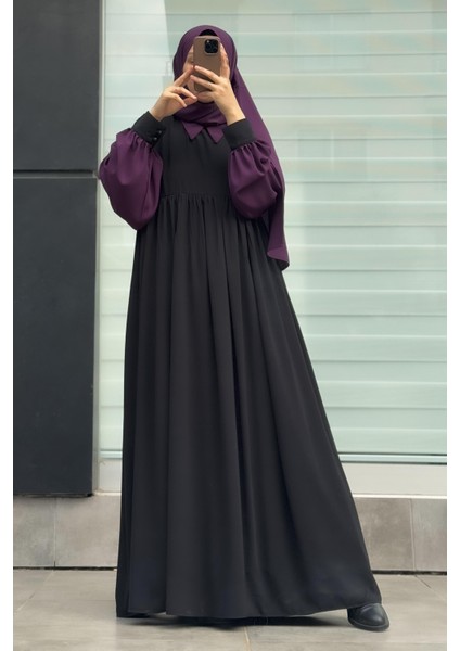 Hijabi Elbise- Siyah / Mürdüm fiyatları