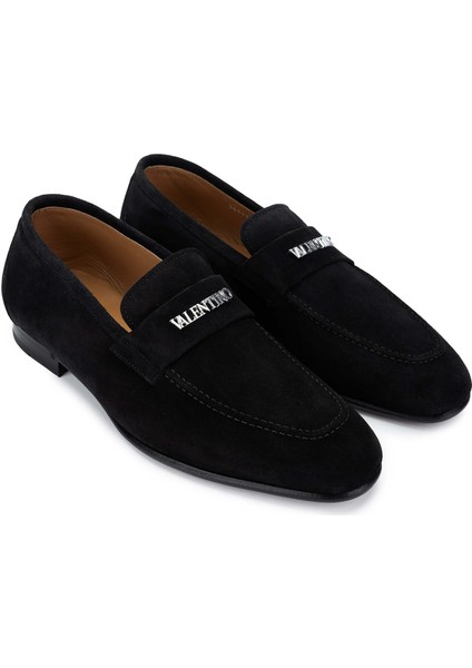 Valentıno Erkek Deri Siyah Süet Loafer Ayakkabı 667 20171 Erk Ayk Y23 Black Suede