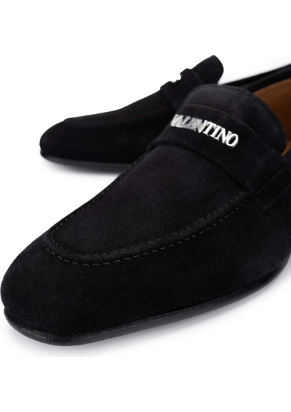 Valentıno Erkek Deri Siyah Süet Loafer Ayakkabı 667 20171 Erk Ayk Y23 Black Suede