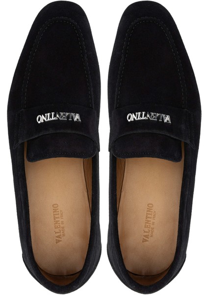 Valentıno Erkek Deri Siyah Süet Loafer Ayakkabı 667 20171 Erk Ayk Y23 Black Suede