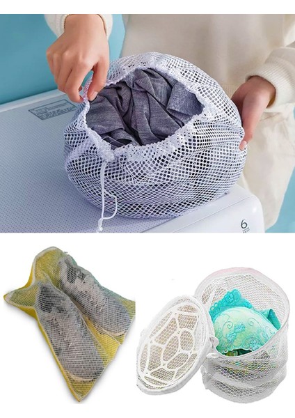 3lü Yıkama File Seti - Ayakkabı Filesi-Plastik Aparatlı Sütyen Yıkama- Çamaşır Yıkama Filesi (324324)