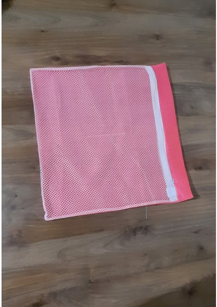 Pembe Fermuarlı - Hassas Çamaşır Terlik Ayakkabı Yıkama Filesi Büyük Boy (324324)