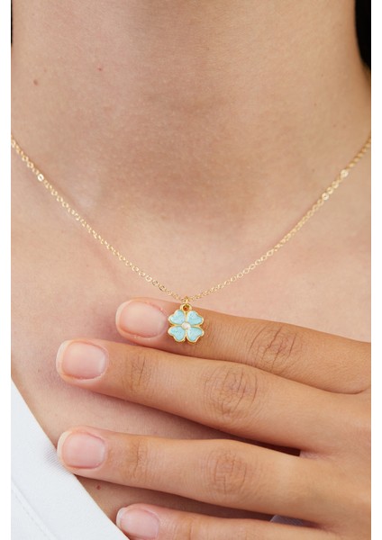 Sedef Görünümlü Yonca Model Gold Kolye fiyatları