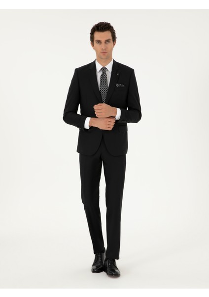 Erkek Siyah Slim Fit Takım Elbise 50299348-VR046