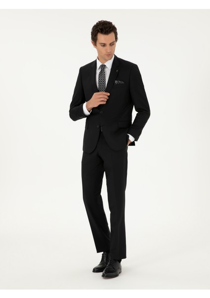 Erkek Siyah Slim Fit Takım Elbise 50299348-VR046 fırsatları