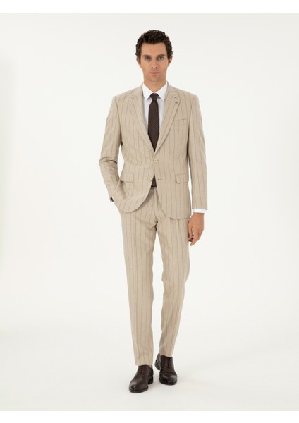 Erkek Bej Slim Fit Takım Elbise 50291127-VR011