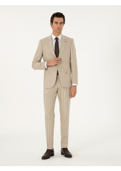 Erkek Bej Slim Fit Takım Elbise 50291127-VR011 fırsatları