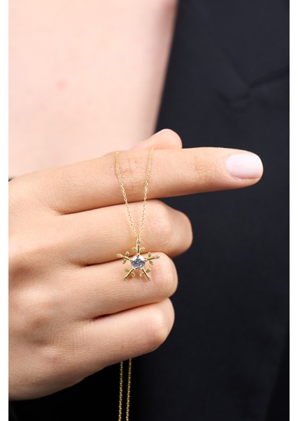 925 Ayar Gümüş Zirkon Taşlı Kar Tanesi Kolye fiyatları