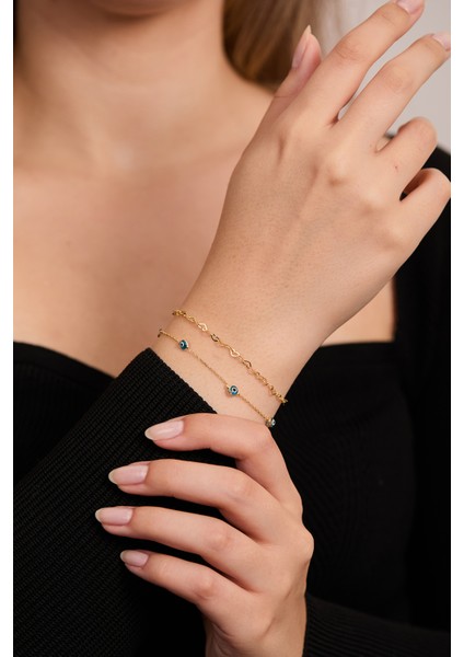 925 Ayar Gümüş Nazar - Bağlantılı Kapler Ikili Bileklik Set fiyatları