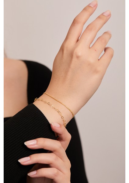 925 Ayar Gümüş Zarif Bağlantılı Kalpler Ikili Bileklik Set fiyatları