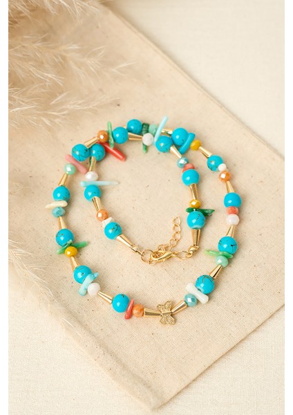 Kadın Kelebek Detaylı Renkli Taşlı Kolye modelleri