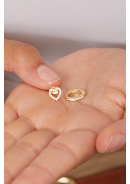 Kadın Kalp 925 Ayar Gümüş Ikili Küpe Set fiyatları