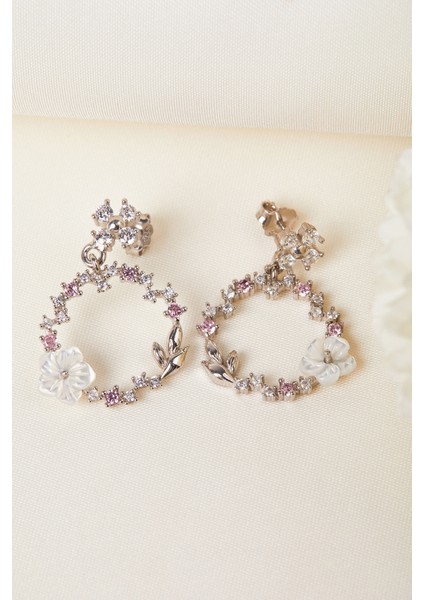 925 Ayar Gümüş Sedefli Çiçek Küpe