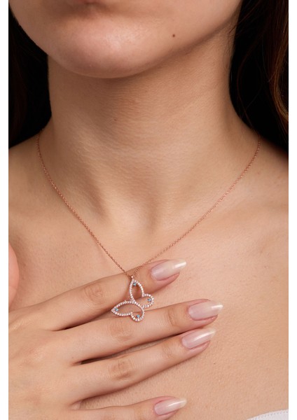 925 Ayar Gümüş Zirkon Taşlı Kelebek Kolye fiyatları