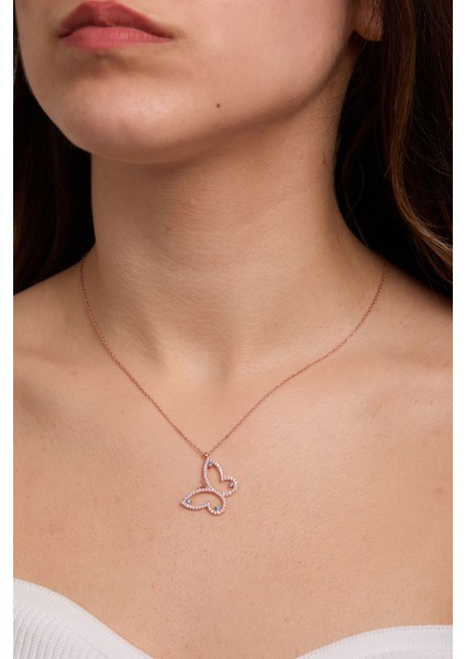 925 Ayar Gümüş Zirkon Taşlı Kelebek Kolye modelleri